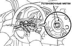 Откручивание гайки крепления рулевого колеса